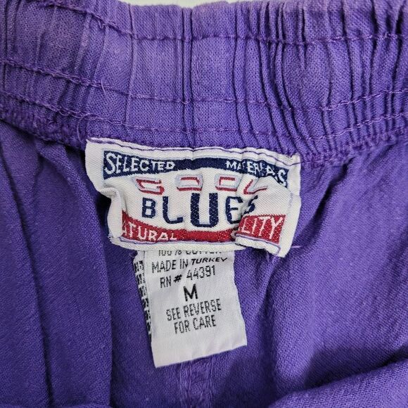 VINTAGE 90s purple baggy pull‎ on drawstring wide leg bermuda shorts M - Picture 4 of 11
